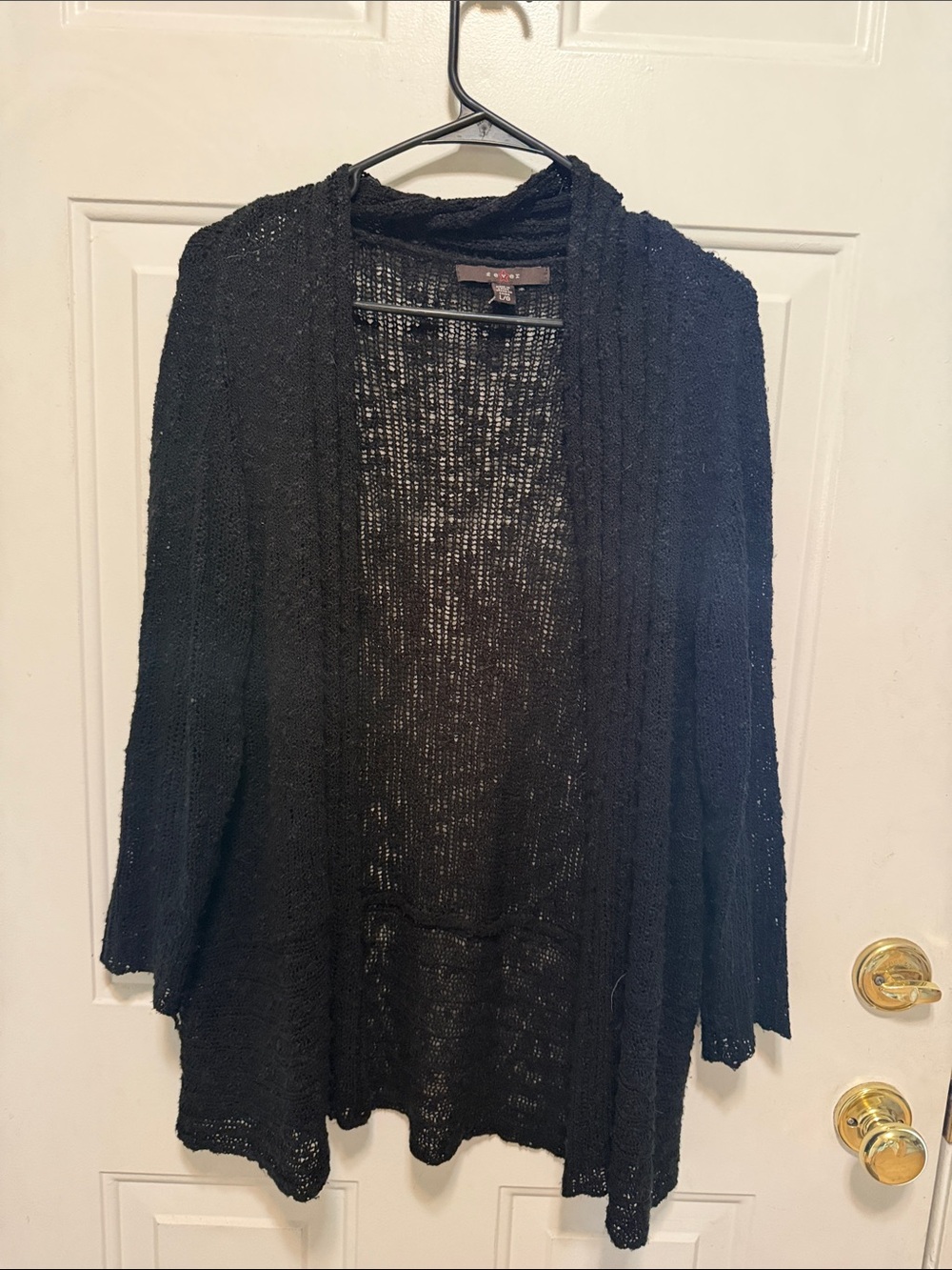 Fever Black Open-Front Knit Cardigan Sweater